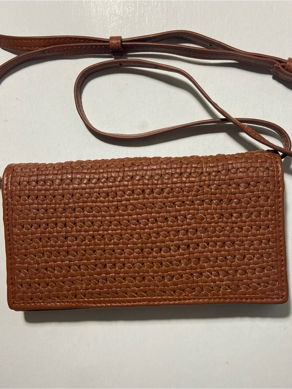 Salt + Umber Playa Convertible Bag Cognac Brown Crossbody Beltbag Woven Pattern